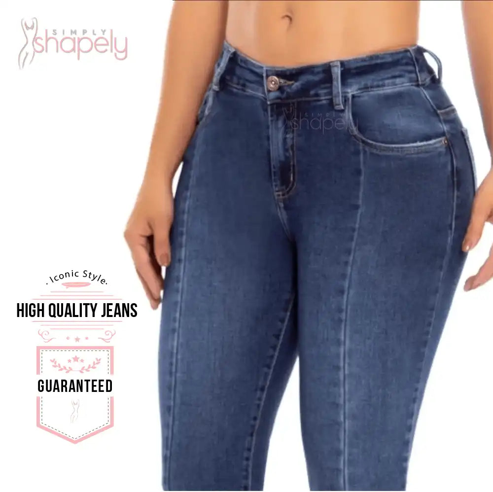 Jeans Colombian Levanta Cola Blue Butt Lift Tummy Control High Rise Waist  Slim