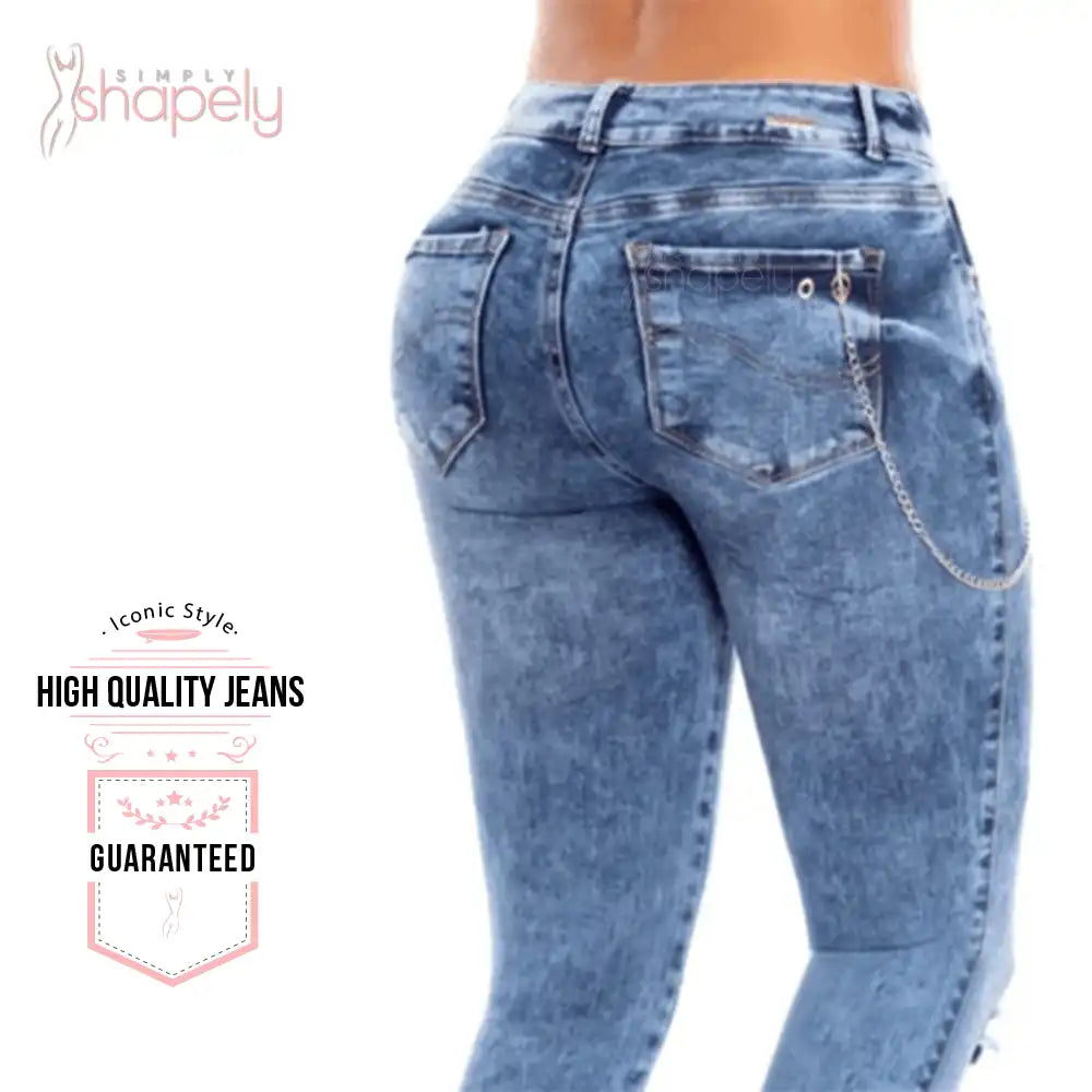 butt lift in medium blue color colombian booty lifting jeans
