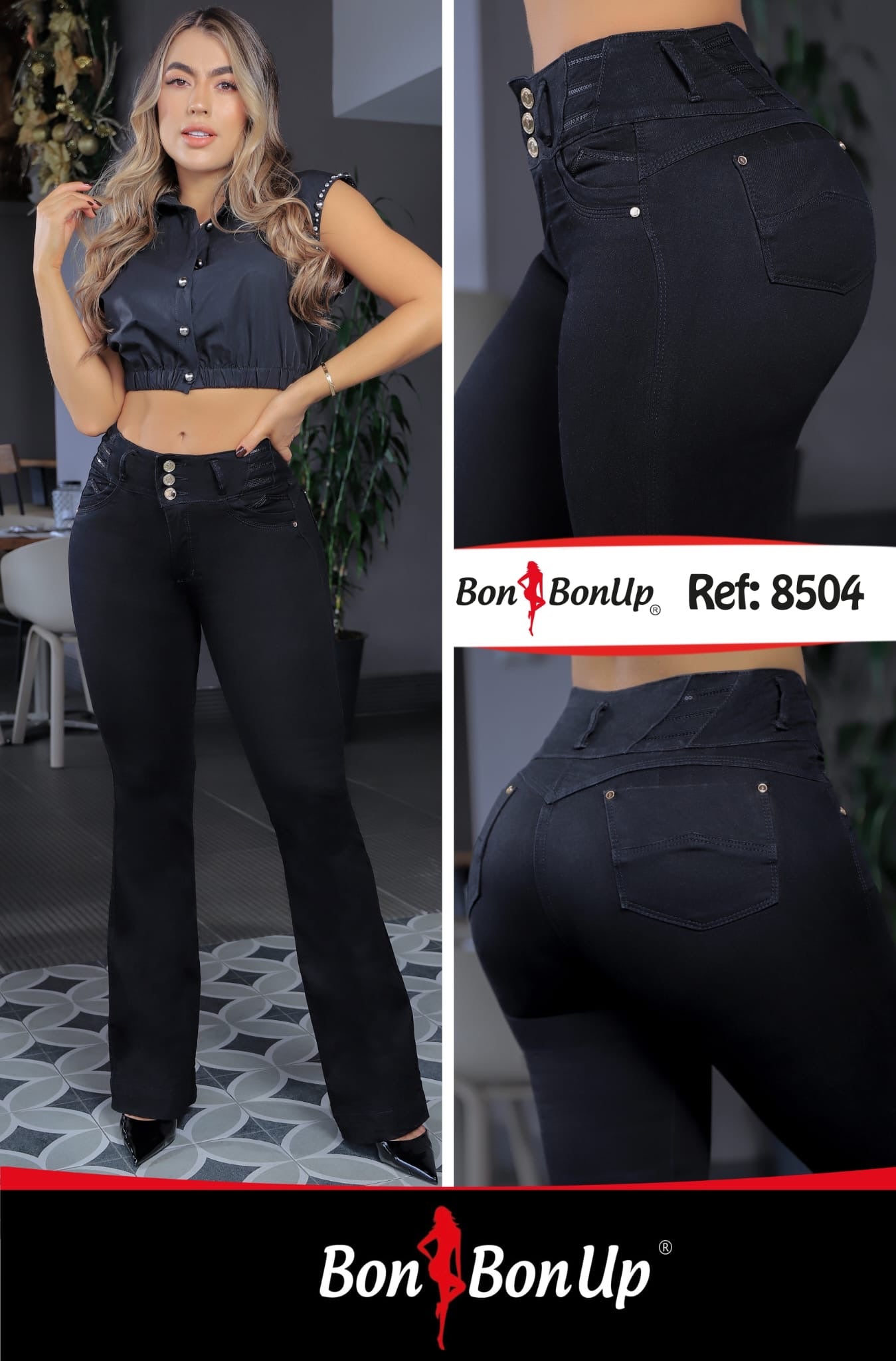 BonBonUp 8504 Colombian Booty Lifting Bootcut Jeans – High Waist Tummy Control Stretch Denim Levanta Cola