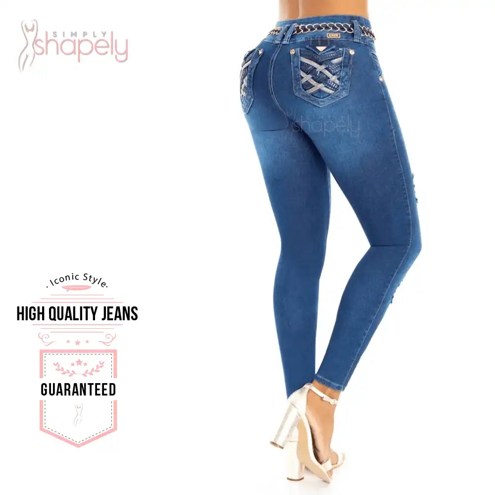 medium blue color colombian jeans