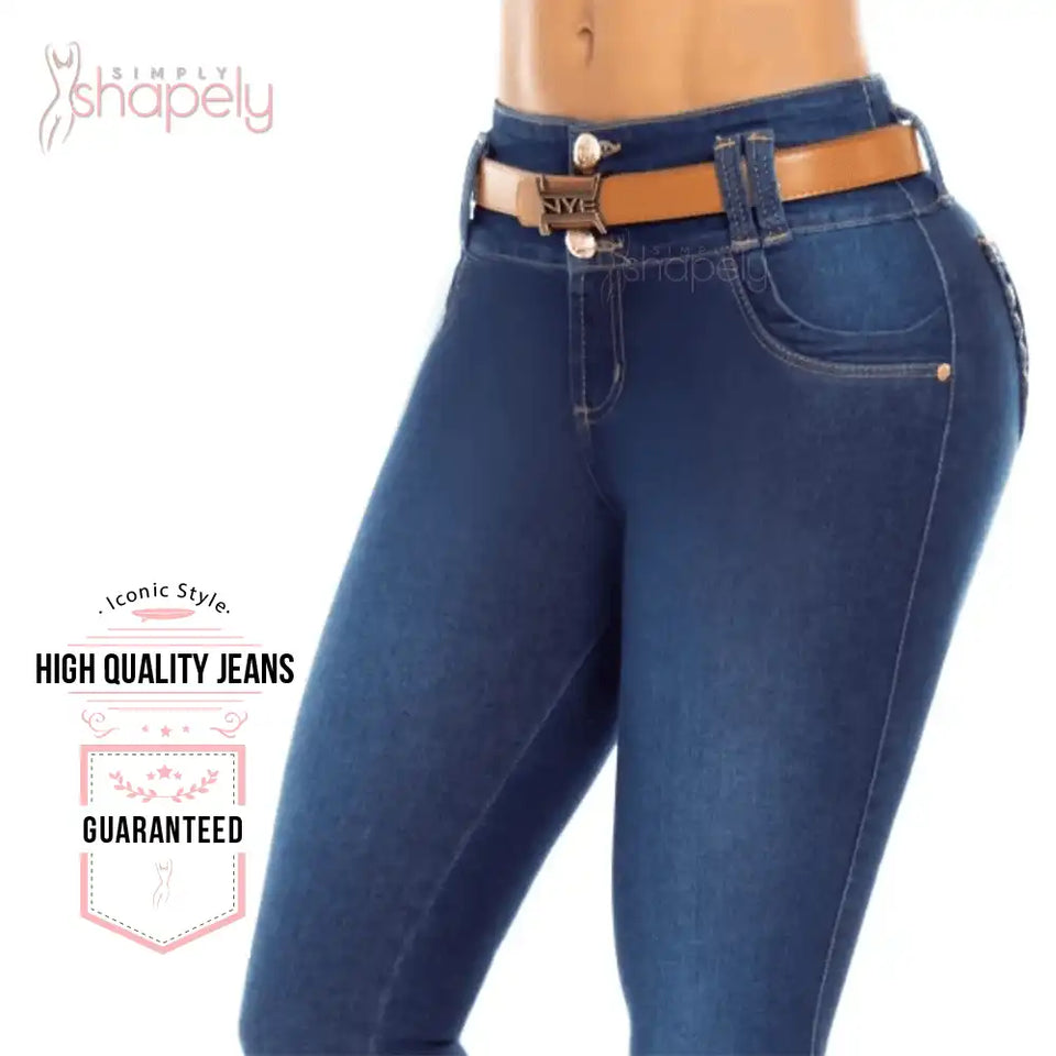 63489 butt lifter dark blue colombian enhancing jeans