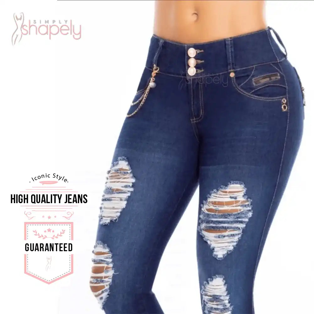 colombian jeans mid rise butt lift dark blue
