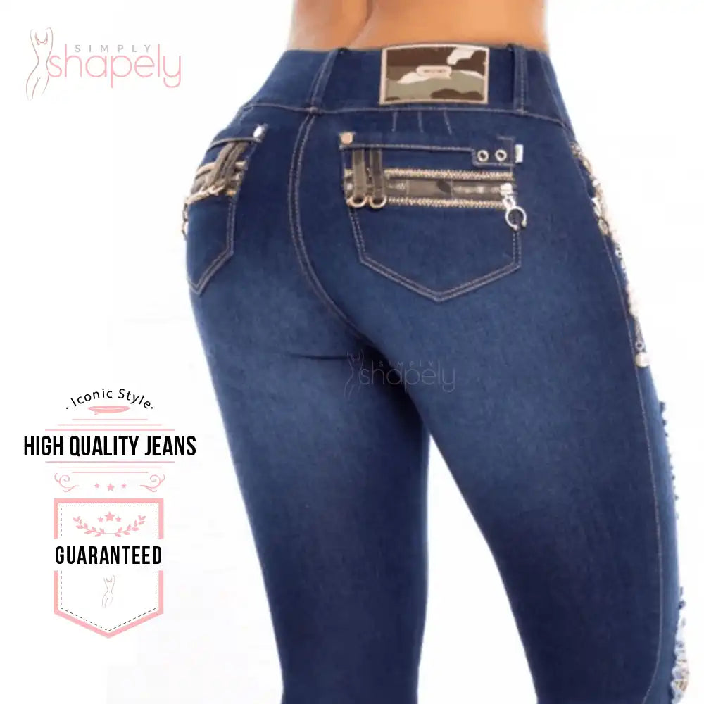 802668 colombian jeans mid rise dark blue