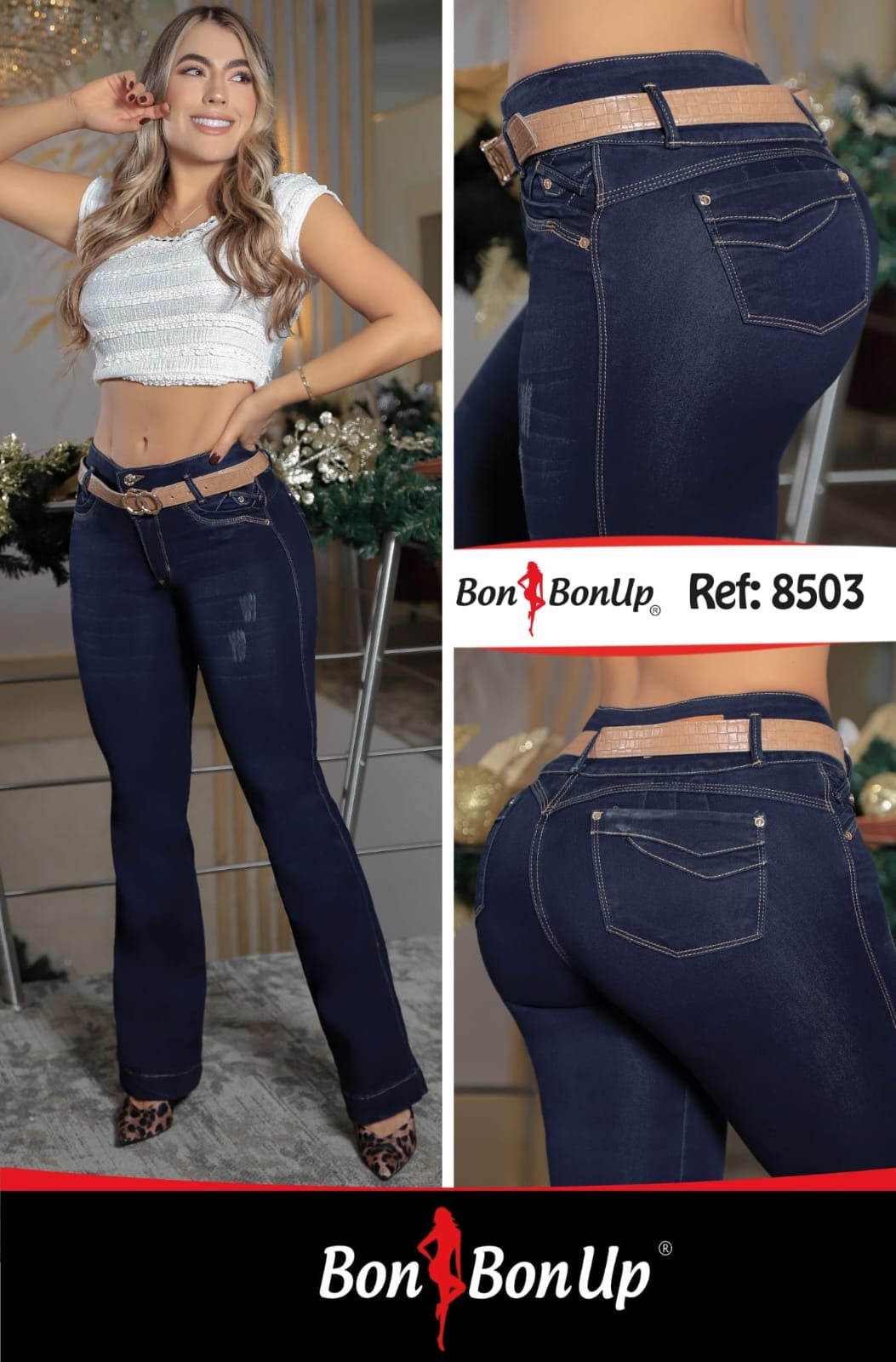 BonBonUp Original Colombian Booty Lift Boot Cut Jeans – Stretch Denim with Back Pockets for Women