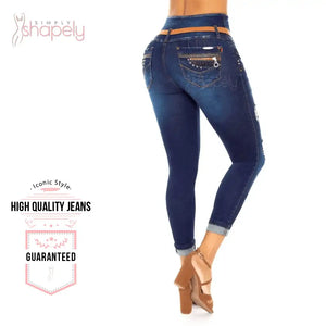 fashion destroyed dark blue lust colombian jeans