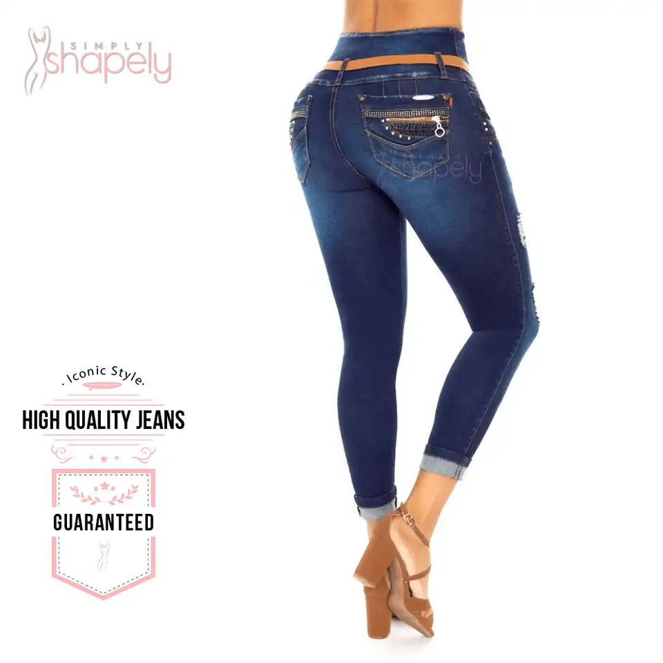 fashion destroyed dark blue lust colombian jeans