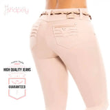 butt lift in khaki and old rose colombian jeans